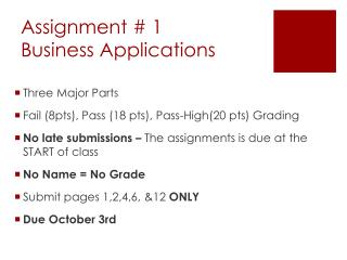 Assignment # 1 Business Applications