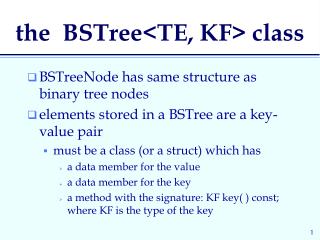 the BSTree&lt;TE, KF&gt; class