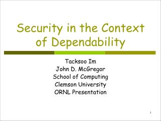 Security in the Context of Dependability