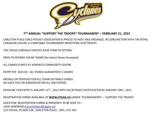 7 TH ANNUAL “SUPPORT THE TROOPS“ TOURNAMENT – FEBRUARY 21, 2015