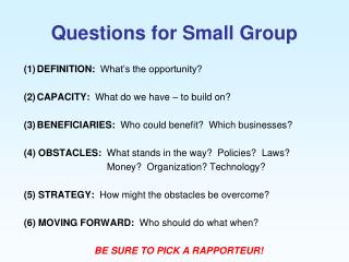 Questions for Small Group