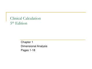 Clinical Calculation 5 th Edition