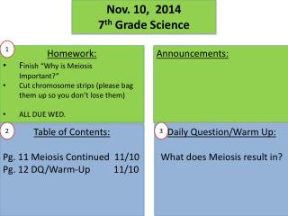 Nov. 10, 2014 7 th Grade Science