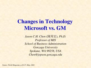Changes in Technology Microsoft vs. GM