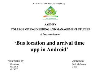 ‘Bus location and arrival time app in Android’