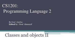 CS1201: Programming Language 2
