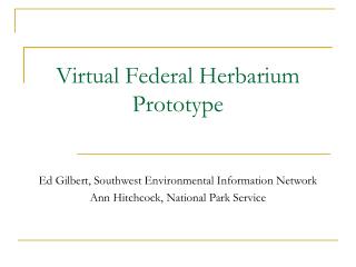 Virtual Federal Herbarium Prototype