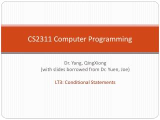 CS2311 Computer Programming