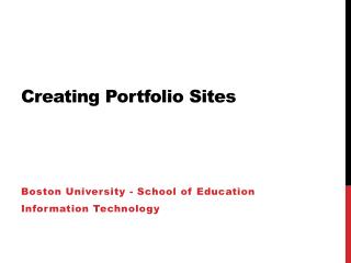 Creating Portfolio Sites