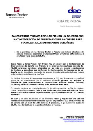 El Pastor y El Popular firman un acuerdo para fianaciar a l