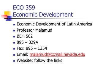 ECO 359 Economic Development