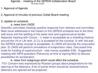 Agenda - meeting of the GERDA Collaboration Board