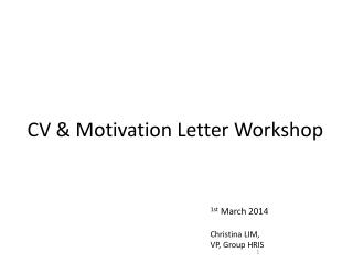 CV &amp; Motivation Letter Workshop