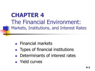 CHAPTER 4 The Financial Environment: Markets, Institutions, and Interest Rates