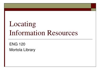 Locating Information Resources