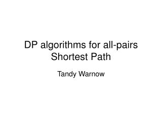 DP algorithms for all-pairs Shortest Path