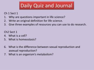 Daily Quiz and Journal