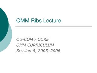 OMM Ribs Lecture