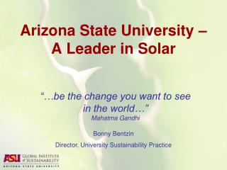 Arizona State University – A Leader in Solar