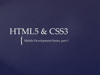 HTML5 &amp; CSS3