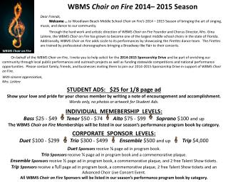 WBMS Choir on Fire 2014– 2015 Season