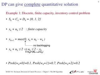 DP can give complete quantitative solution