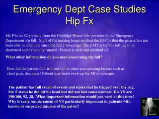 Emergency Dept Case Studies Hip Fx