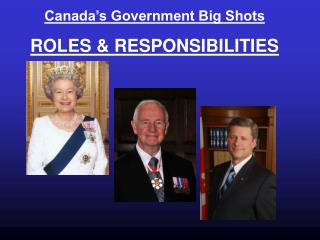 Canada’s Government Big Shots ROLES &amp; RESPONSIBILITIES