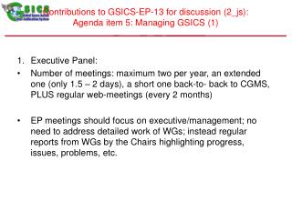 Contributions to GSICS-EP-13 for discussion (2_js): Agenda item 5: Managing GSICS (1)