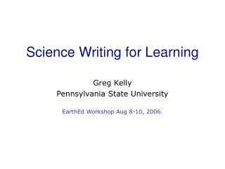 Science Writing for Learning