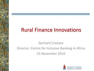 Rural Finance Innovations