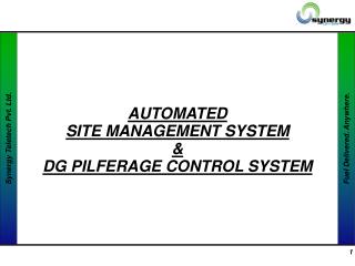 AUTOMATED SITE MANAGEMENT SYSTEM &amp; DG PILFERAGE CONTROL SYSTEM