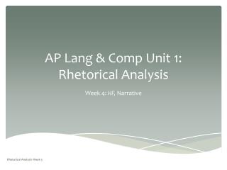 AP Lang &amp; Comp Unit 1: Rhetorical Analysis