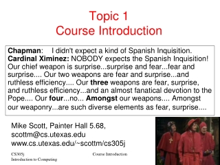 Topic 1 Course Introduction