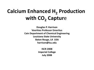 Calcium Enhanced H 2 Production with CO 2 Captur e