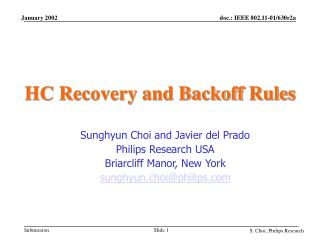 HC Recovery and Backoff Rules