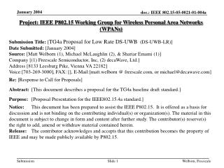 Project: IEEE P802.15 Working Group for Wireless Personal Area Networks (WPANs)