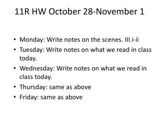11R HW October 28-November 1