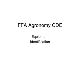 FFA Agronomy CDE