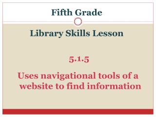 Fifth Grade Library Skills Lesson