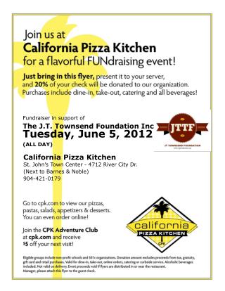Fundraiser in support of The J.T. Townsend Foundation Inc. Tuesday, June 5, 2012 (ALL DAY)