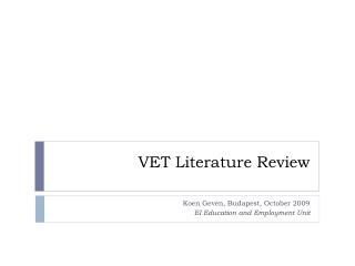 VET Literature Review