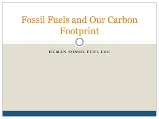 Fossil Fuels and Our Carbon Footprint