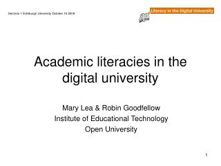 Academic literacies in the digital university