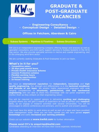 GRADUATE &amp; POST-GRADUATE VACANCIES