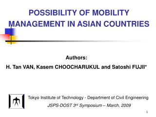 POSSIBILITY OF MOBILITY MANAGEMENT IN ASIAN COUNTRIES