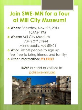 Join SWE-MN for a Tour at Mill City Museum!