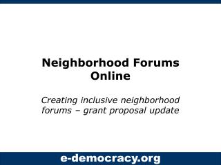 Neighborhood Forums Online