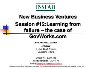 New Business Ventures Session #12:Learning from failure – the case of GovWorks