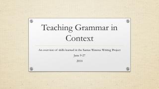 Teaching Grammar in Context